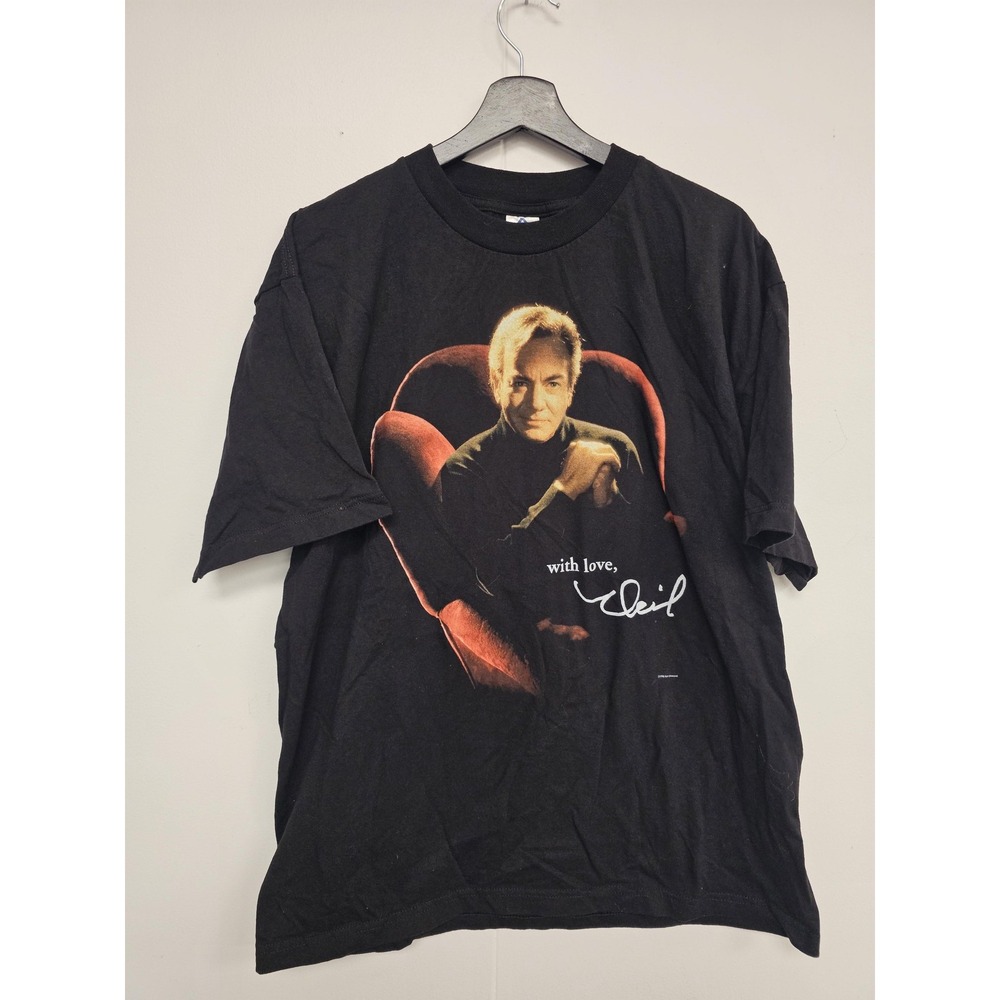 Vintage Neil Diamond Shirt Mens XL Black World Tour 1999 2000‎ Concert Rose 90s